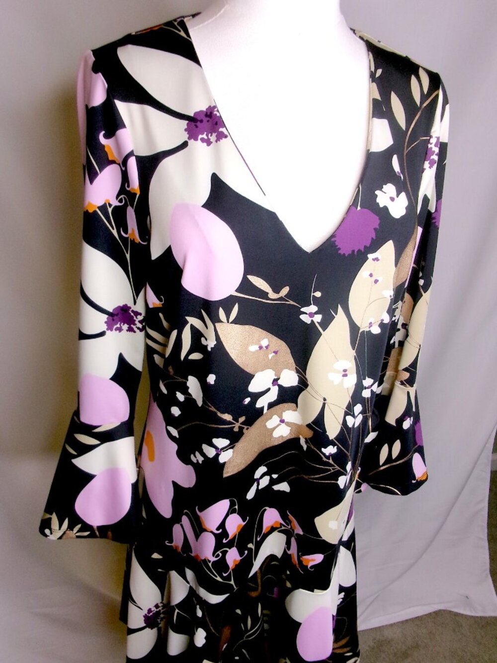 Julie Brown NYC Floral Bell Sleeve Dress Artsy Boutique Size M